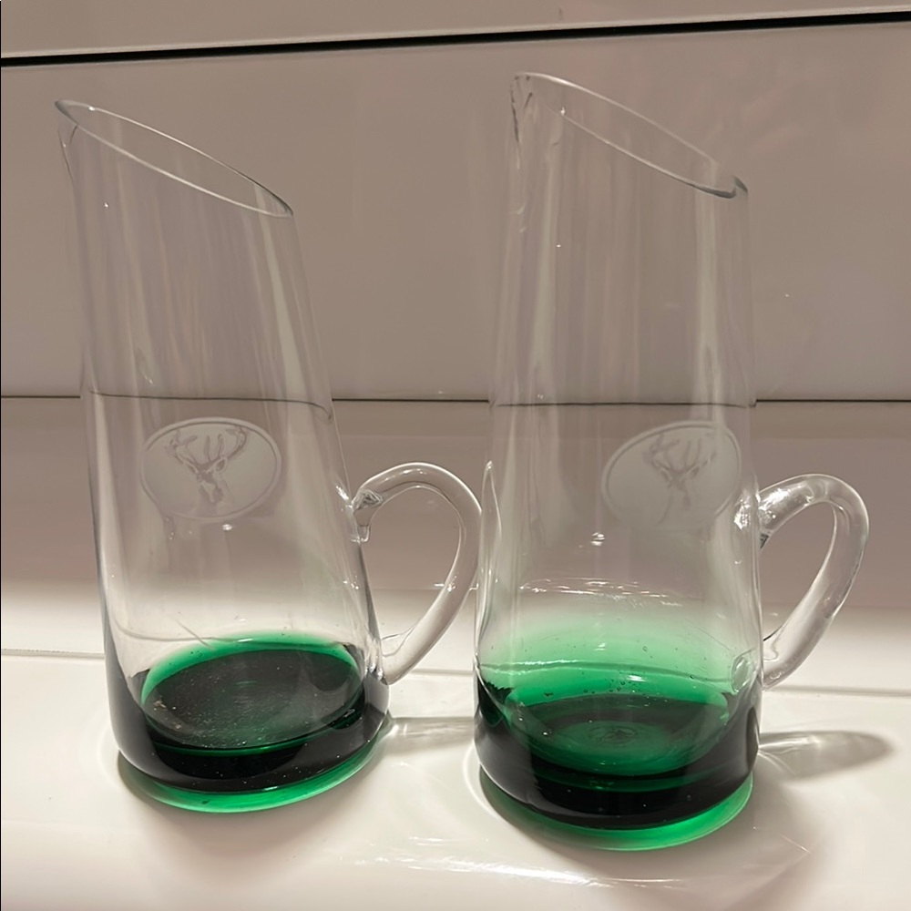 2 Irish Whiskey pitcher shaped glasses